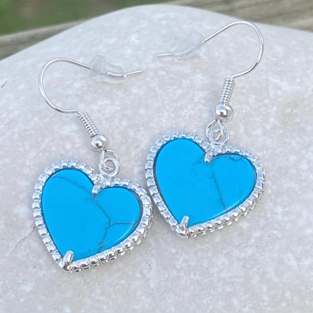 Windsor Turquoise heart earrings silver plated in gift box